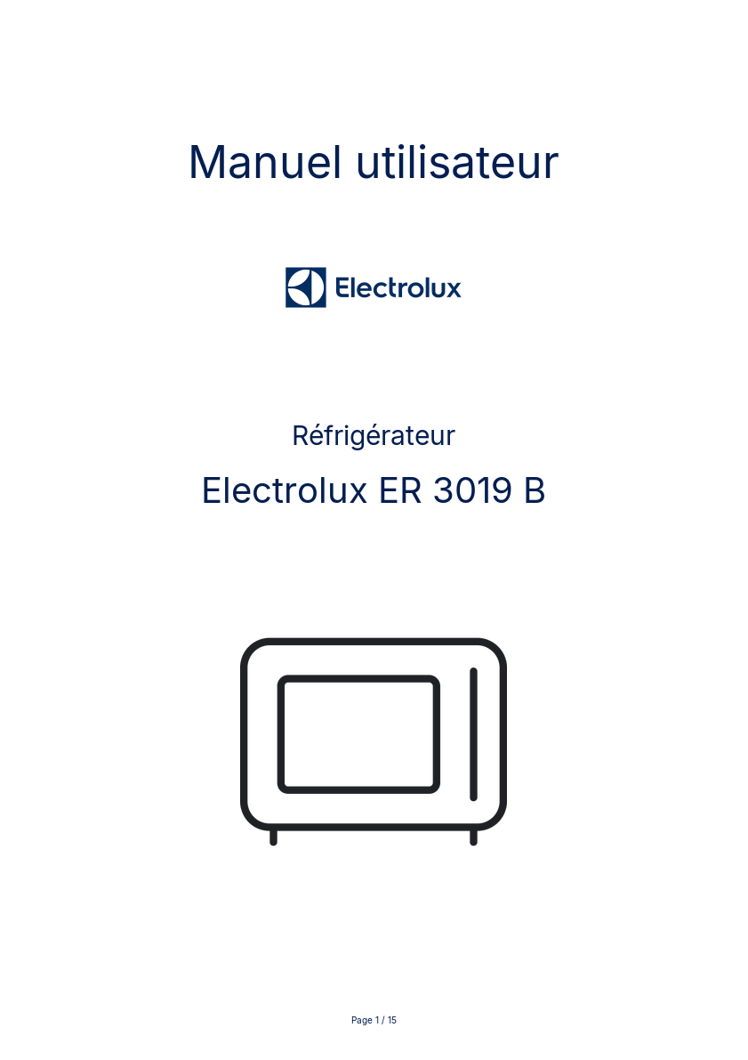 Page n°1 - Manuel utilisateur Electrolux ER 3019 B
