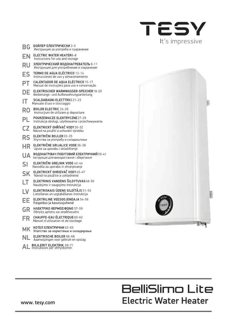 Página 1 del manual Manual de usuario Tesy BelliSlimo Lite 80