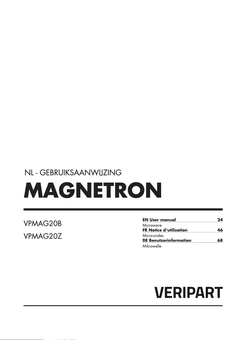 Page 1 de la notice Manuel utilisateur Veripart VPMAG20B