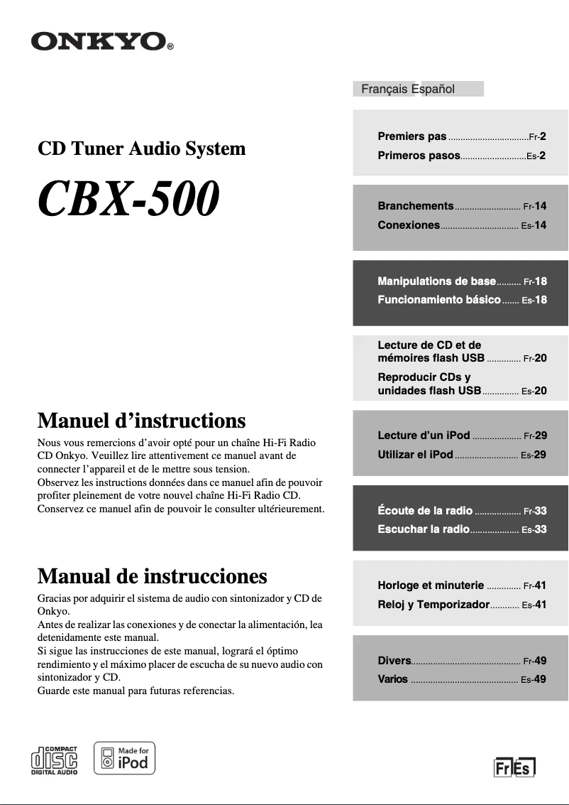 Image de la première page du manuel de l'appareil CBX-500