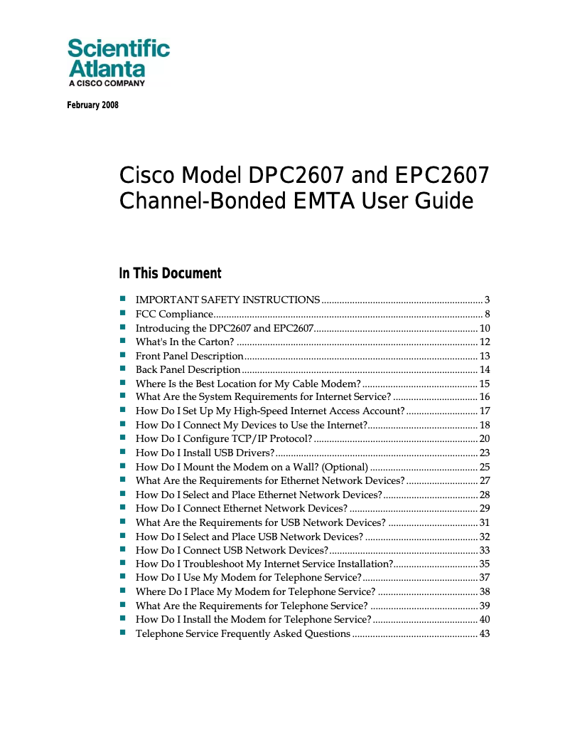 Image de la première page du manuel de l'appareil DPC2607