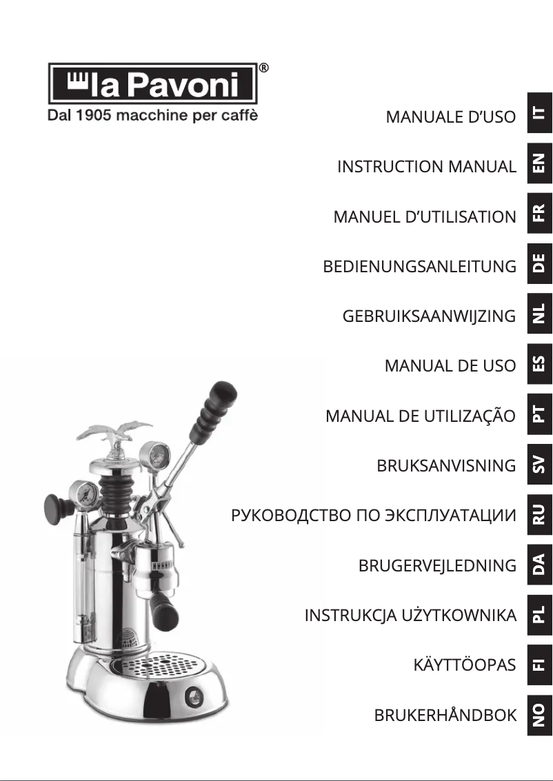 Page 1 de la notice Manuel utilisateur la Pavoni Esperto Edotto LPLESE01EU