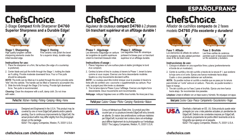 Página 1 del manual Manual de usuario Chef's Choice Model D4760