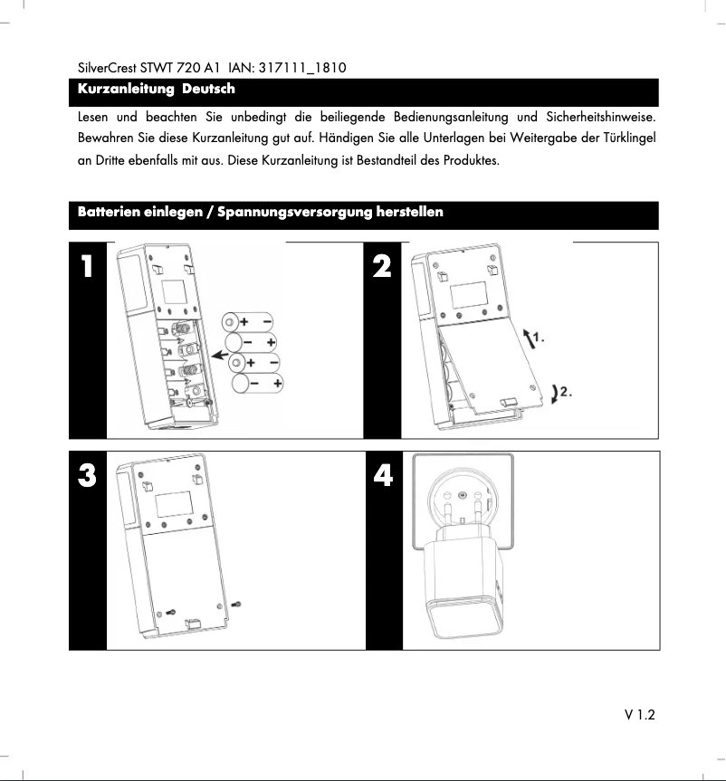 Page n°1 - Manuel utilisateur SilverCrest STWT 720 A1