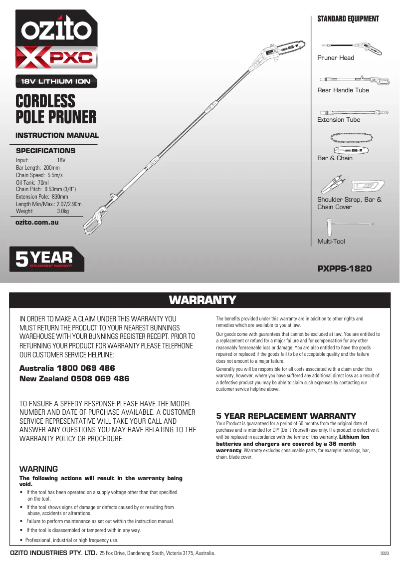 Imagen de la primera página del manual del dispositivo PXPPS-1820