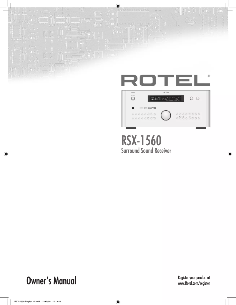 Page n°1 - Manuel utilisateur Rotel RSX-1560