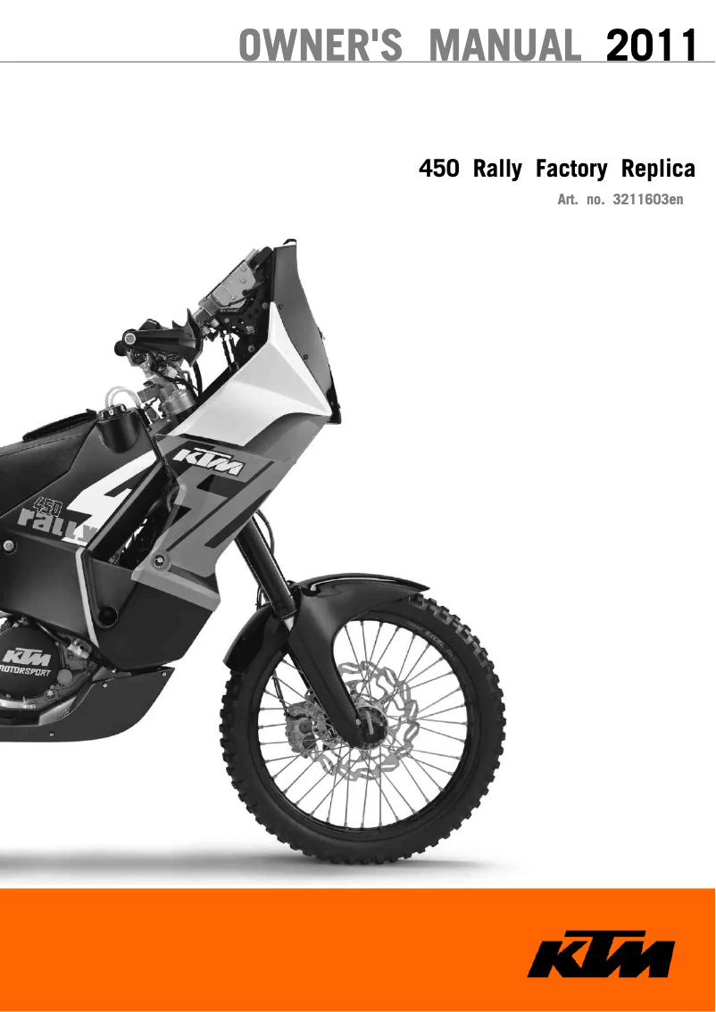 Page 1 de la notice Manuel utilisateur KTM 450 Factory Rallye Replica (2011)