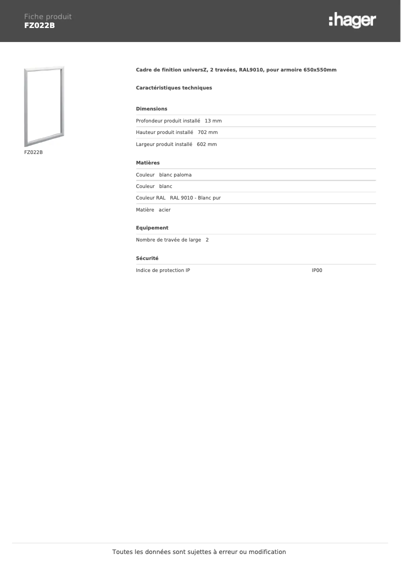 Image de la première page du manuel de l'appareil FZ022B