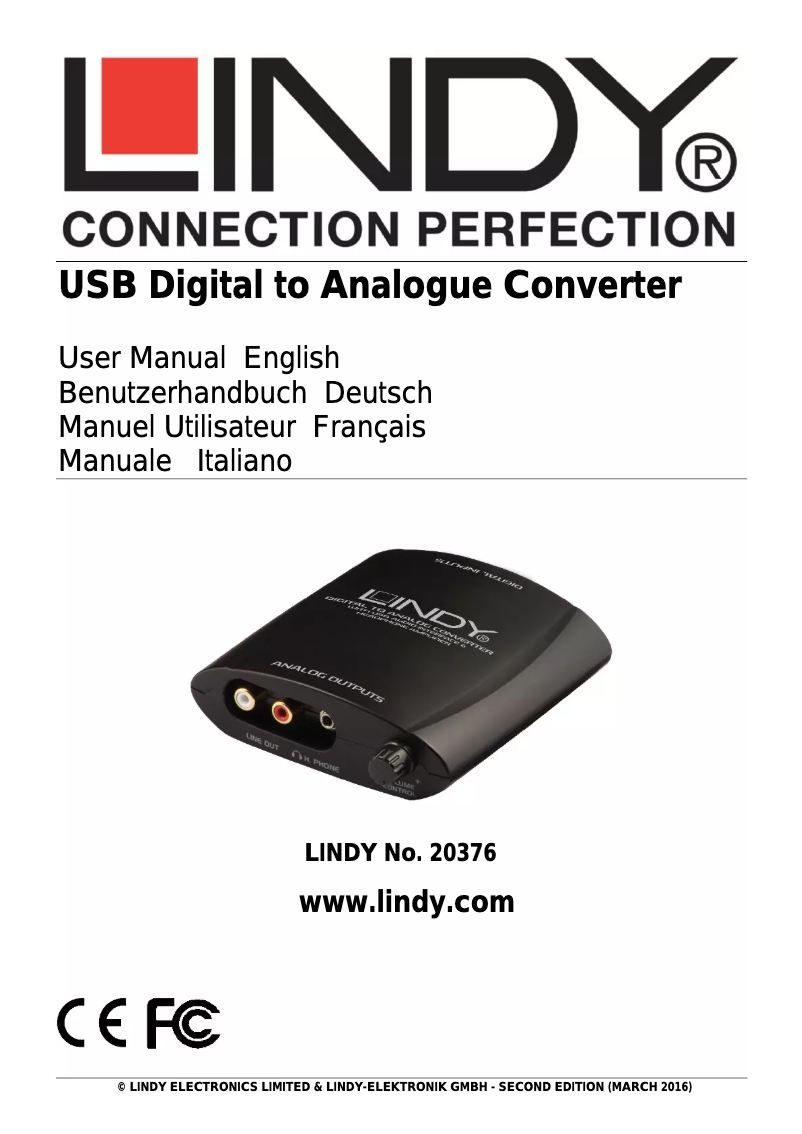 Page 1 de la notice Manuel utilisateur Lindy 20376