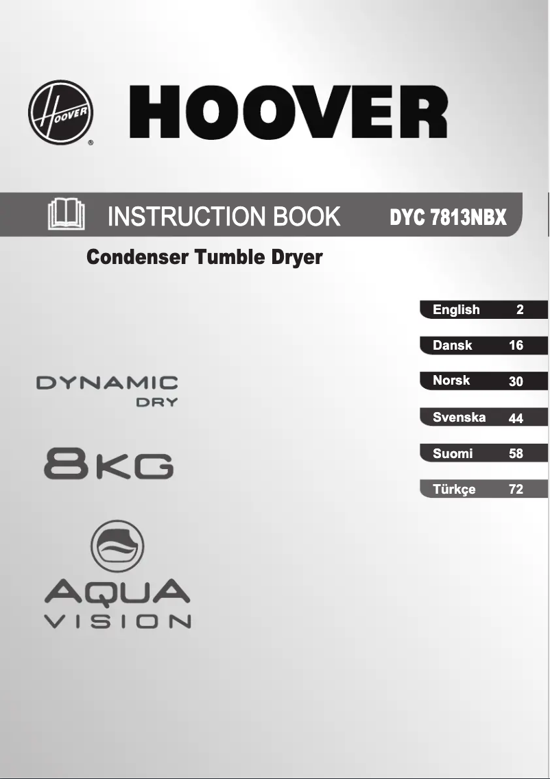 Page n°1 - Manuel utilisateur Hoover DYC 7813NBX-S