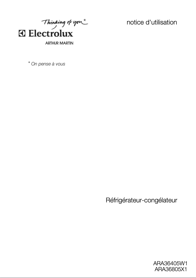 Page 1 de la notice Manuel utilisateur Arthur Martin-Electrolux ARA36405W1