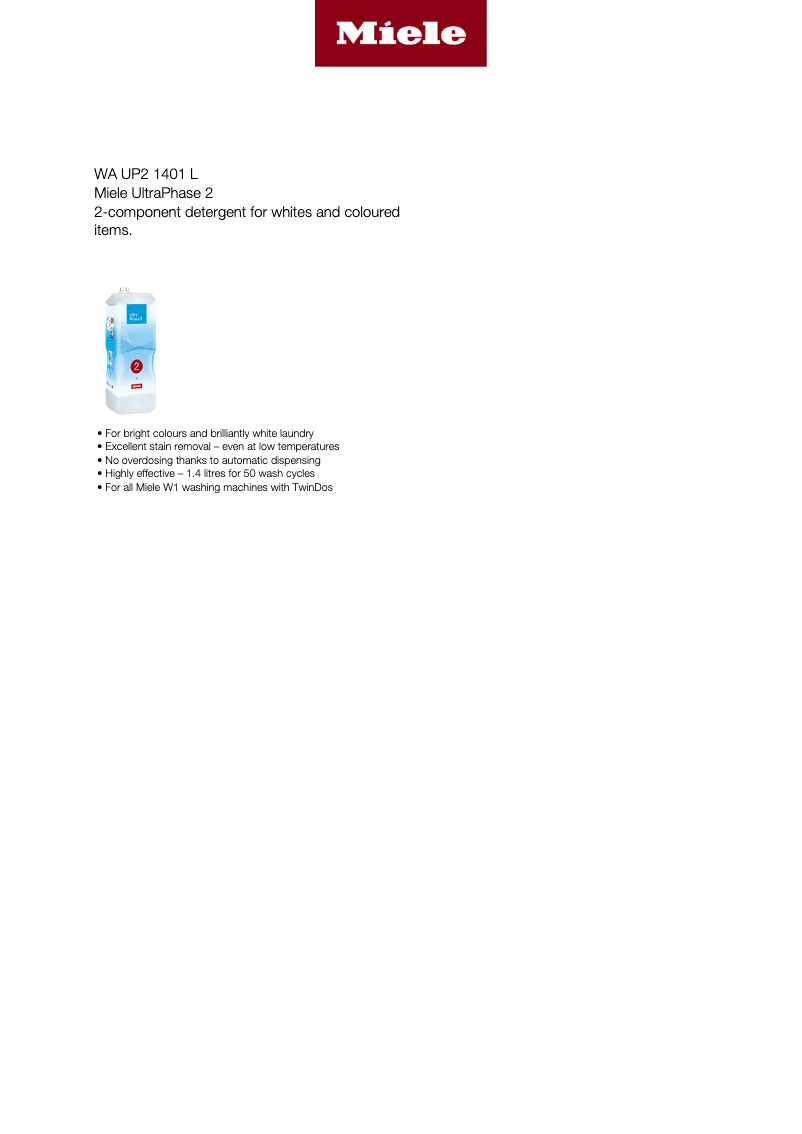 Page 1 de la notice Manuel utilisateur Miele WA UP2 1401 L