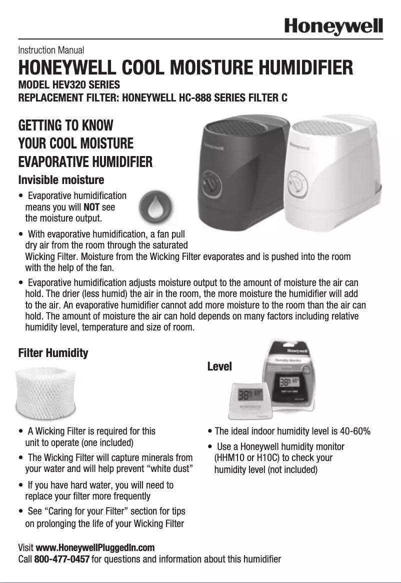 Page n°1 - Manuel utilisateur Honeywell HEV320W