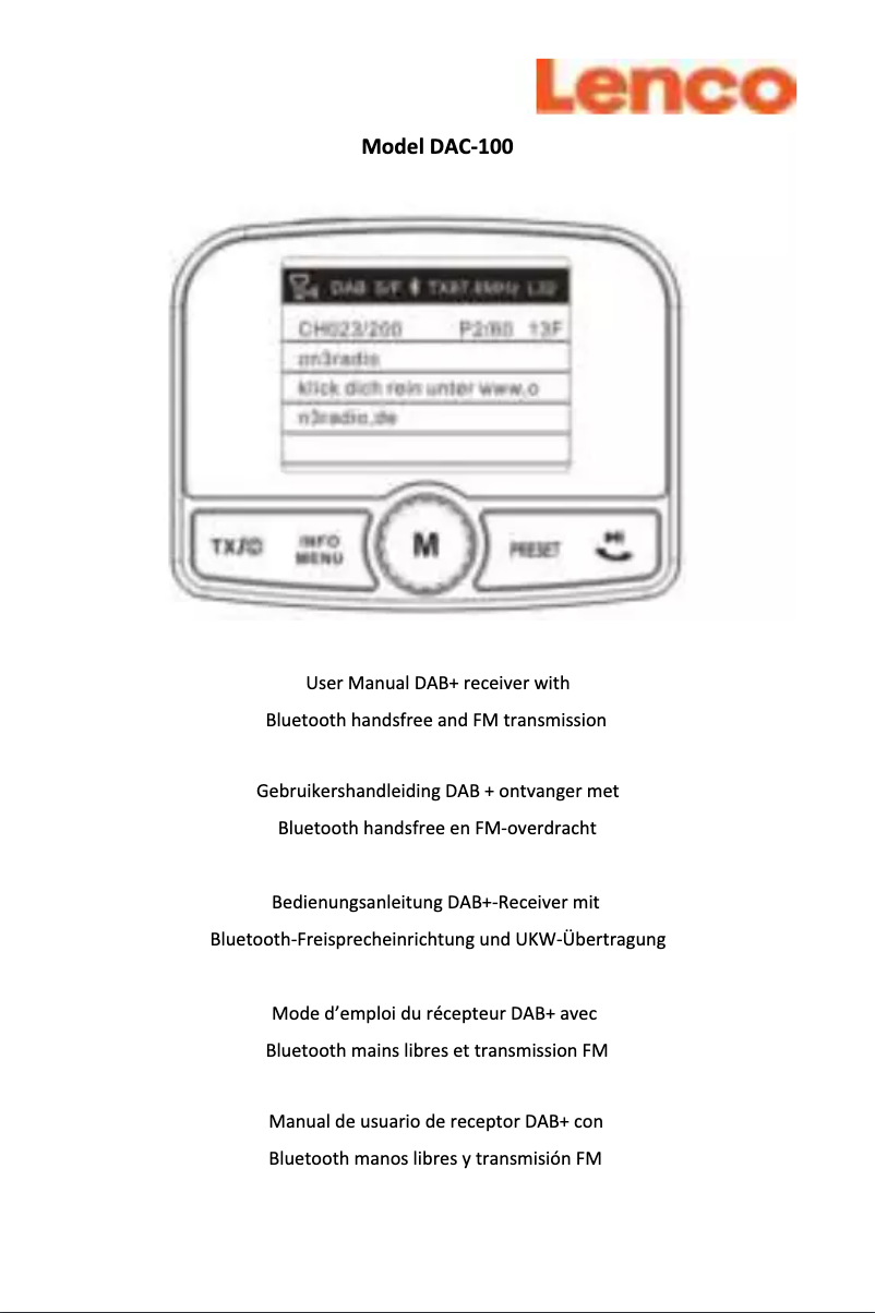 Page n°1 - Manuel utilisateur Lenco DAC-100