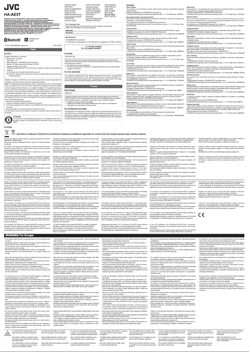 Page 1 de la notice Manuel utilisateur JVC HA-AE5T