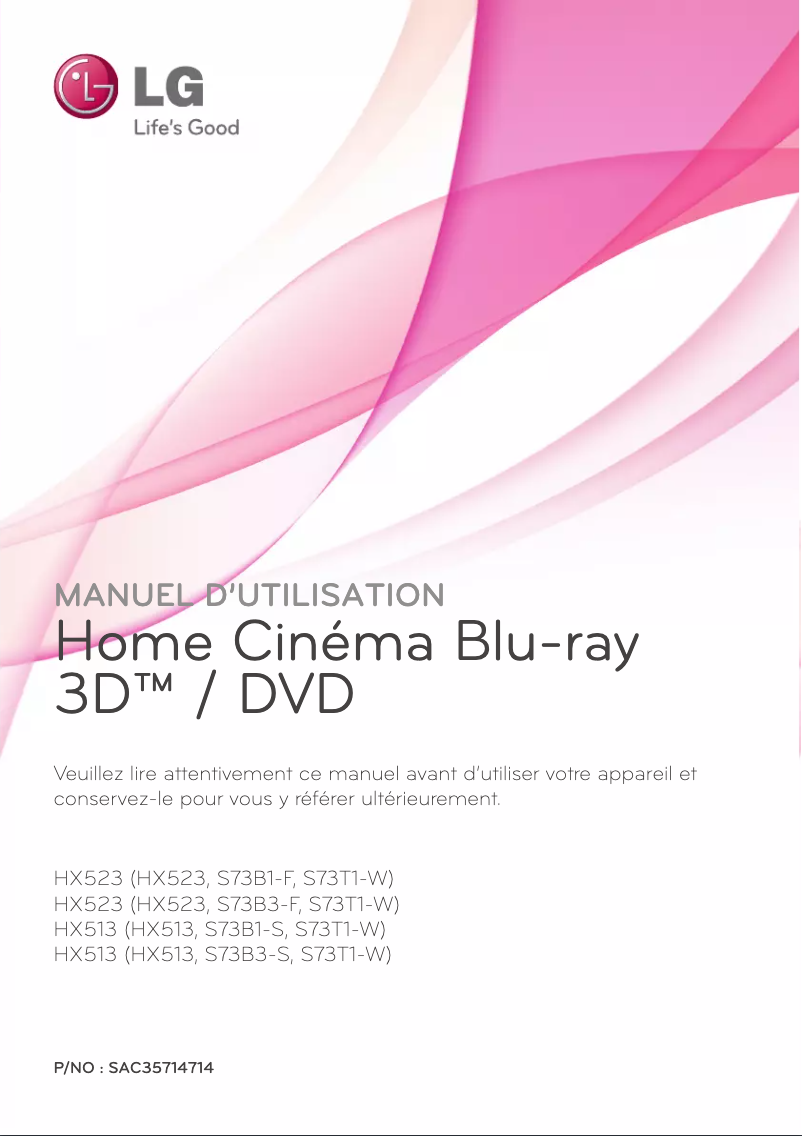 Page 1 de la notice Manuel utilisateur LG HX523