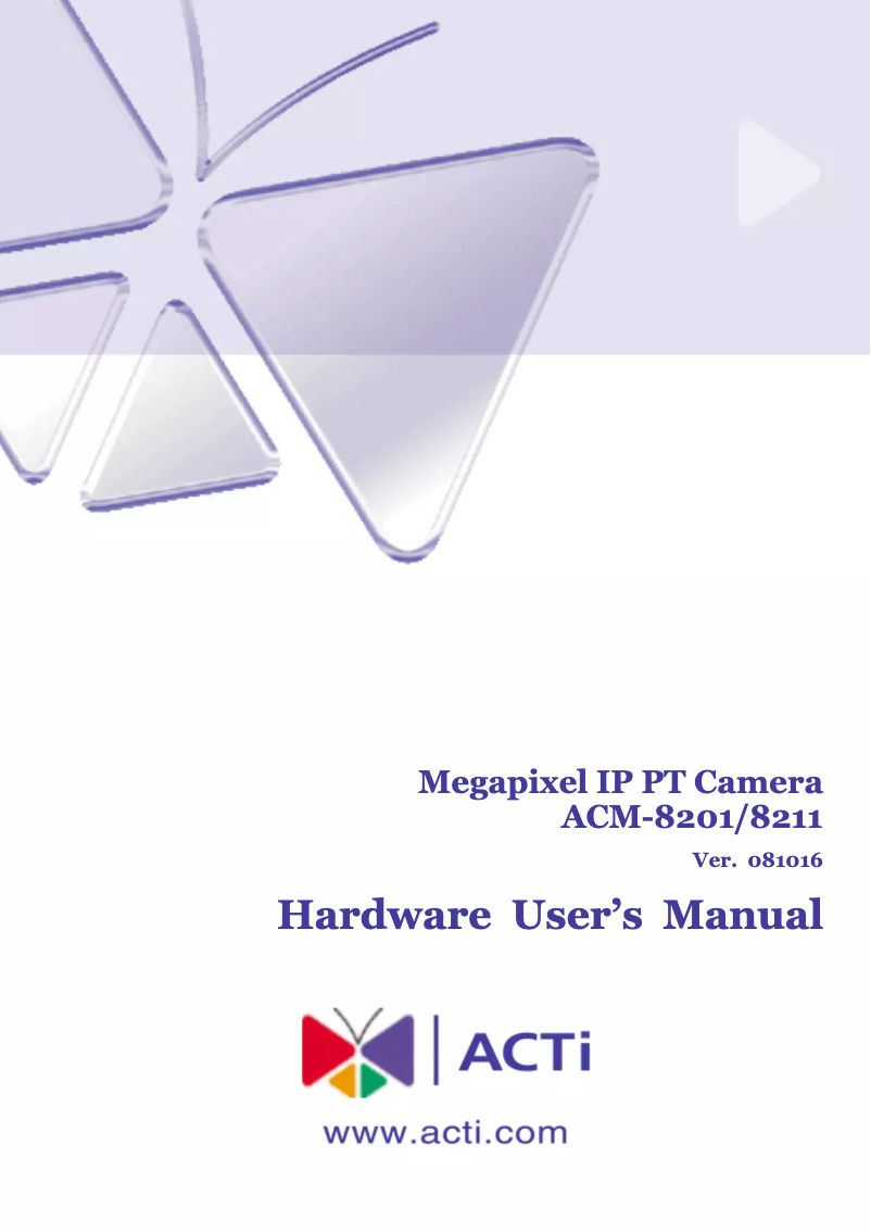 Page n°1 - Manuel utilisateur ACTi ACM-8201