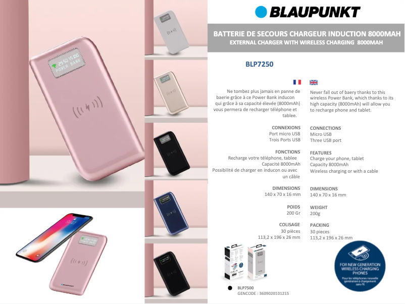 Page 1 de la notice Fiche technique Blaupunkt BLP7250