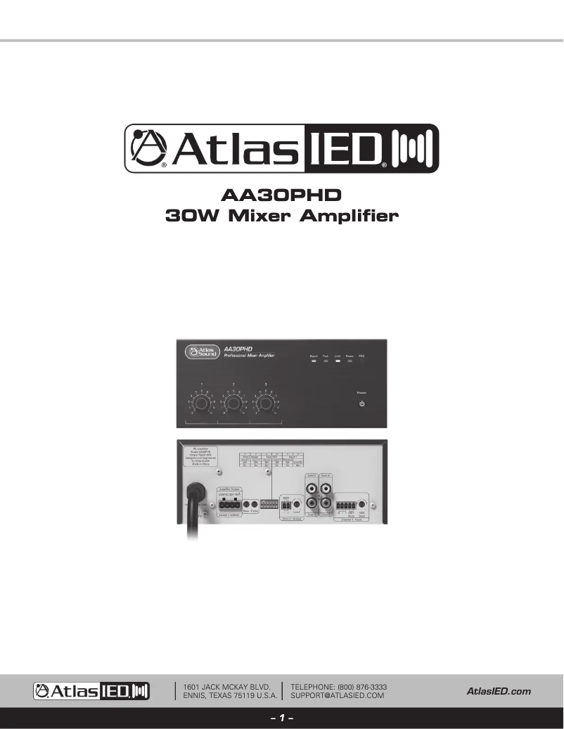 Página 1 del manual Manual de usuario Atlas Sound AA30PHD
