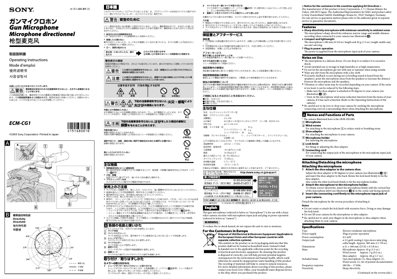 Page n°1 - Manuel utilisateur Sony ECM-CG1