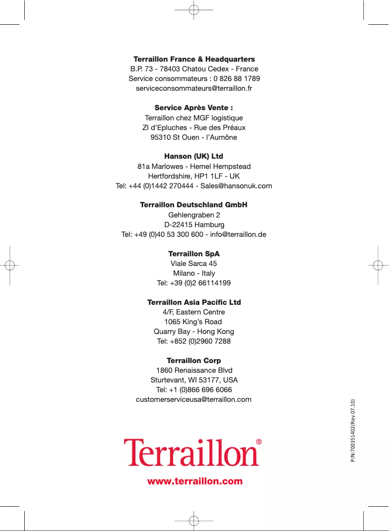 Page 1 de la notice Manuel utilisateur Terraillon Mira