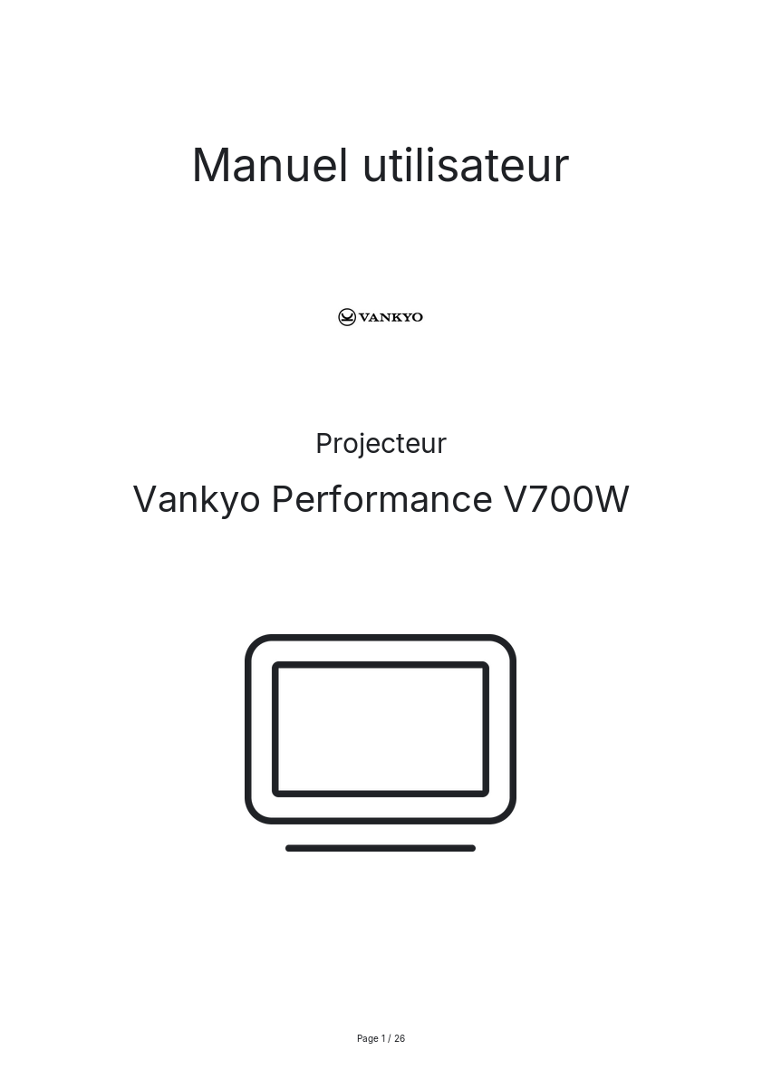 Image de la première page du manuel de l'appareil Performance V700W