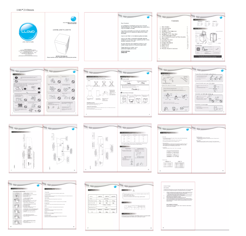 Page n°1 - Manuel utilisateur Lloyd LWMT70