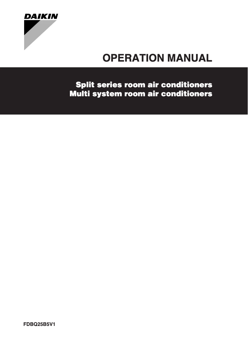 Page 1 de la notice Manuel utilisateur Daikin FDBQ25B5V1