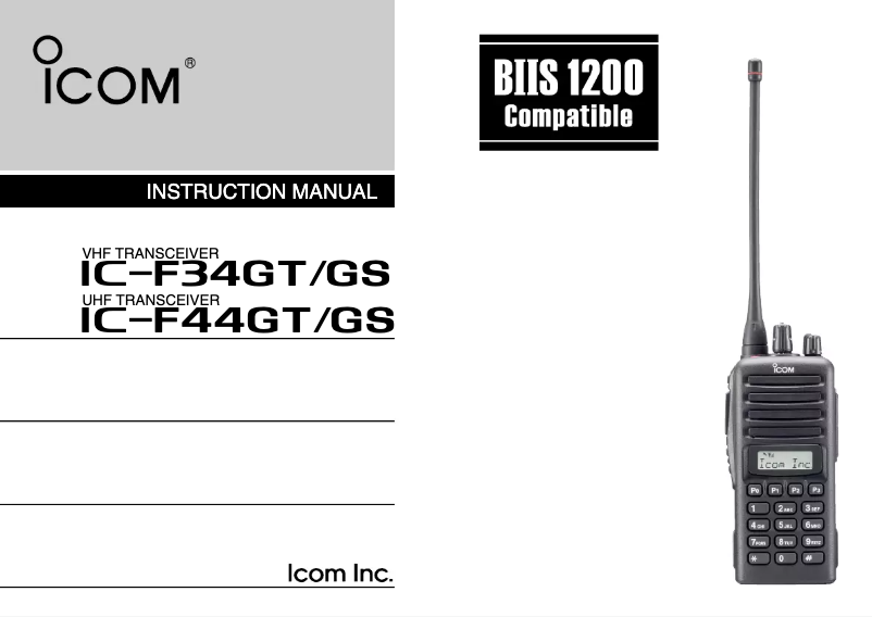 Image de la première page du manuel de l'appareil IC-F34GT