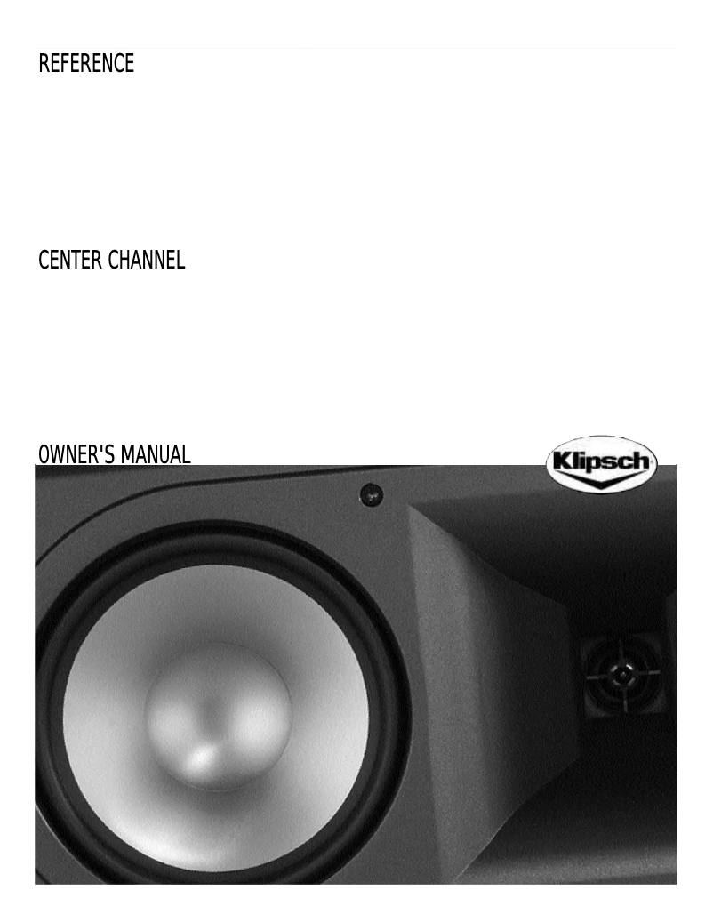 Page n°1 - Manuel utilisateur Klipsch Reference IV