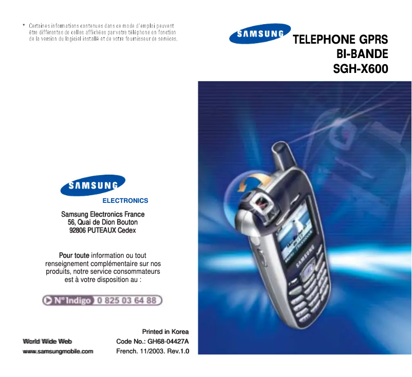Page n°1 - Manuel utilisateur Samsung SGH-X600