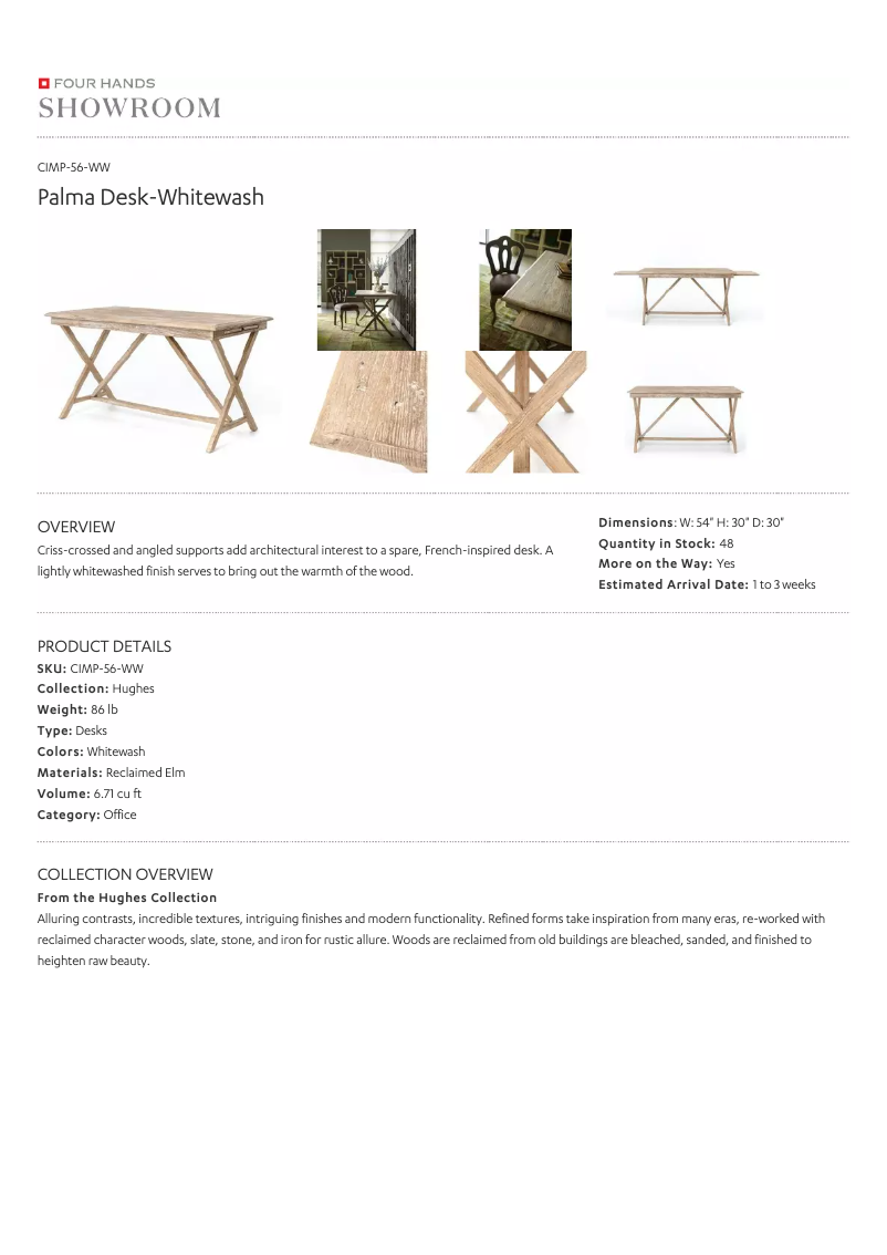 Page 1 de la notice Manuel utilisateur Four Hands Hughes CIMP-56-WW