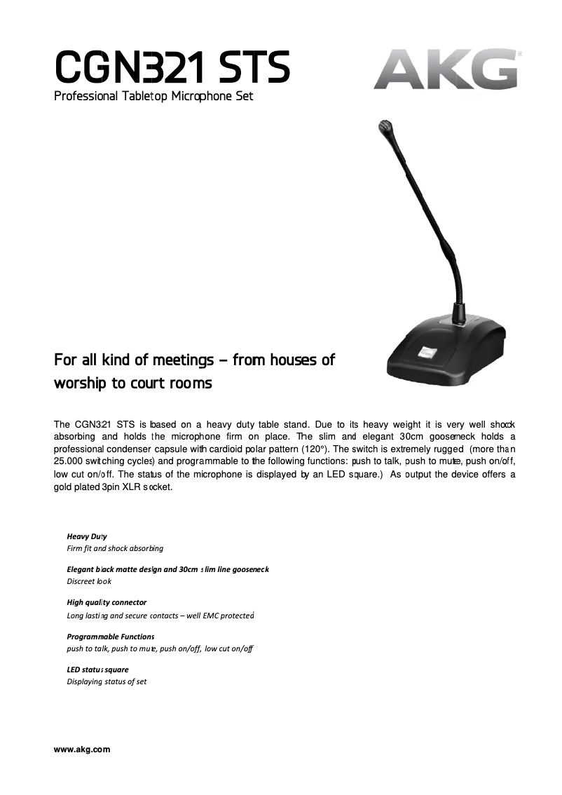 Page 1 de la notice Manuel utilisateur AKG CGN321 STS