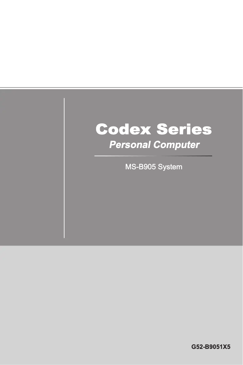 Page 1 de la notice Manuel utilisateur MSI Codex 003EU