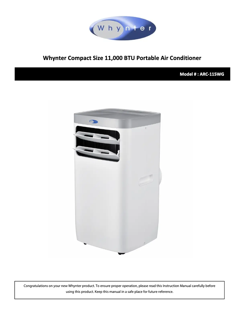 Image de la première page du manuel de l'appareil ARC-115WG