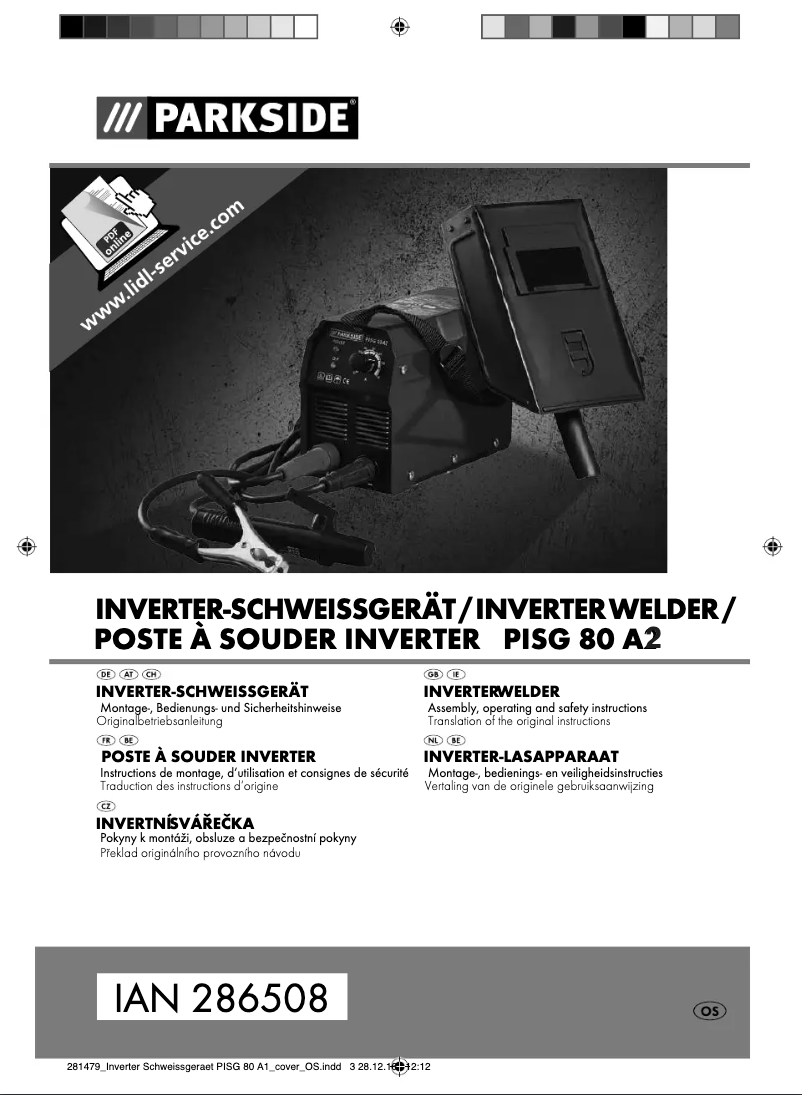 Page n°1 - Manuel utilisateur Parkside PISG 80 A2