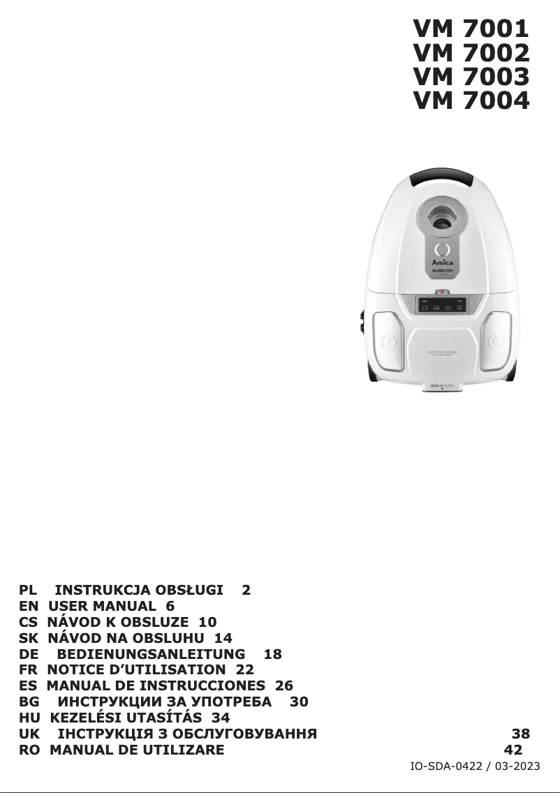 Image de la première page du manuel de l'appareil Suracon VM 7001
