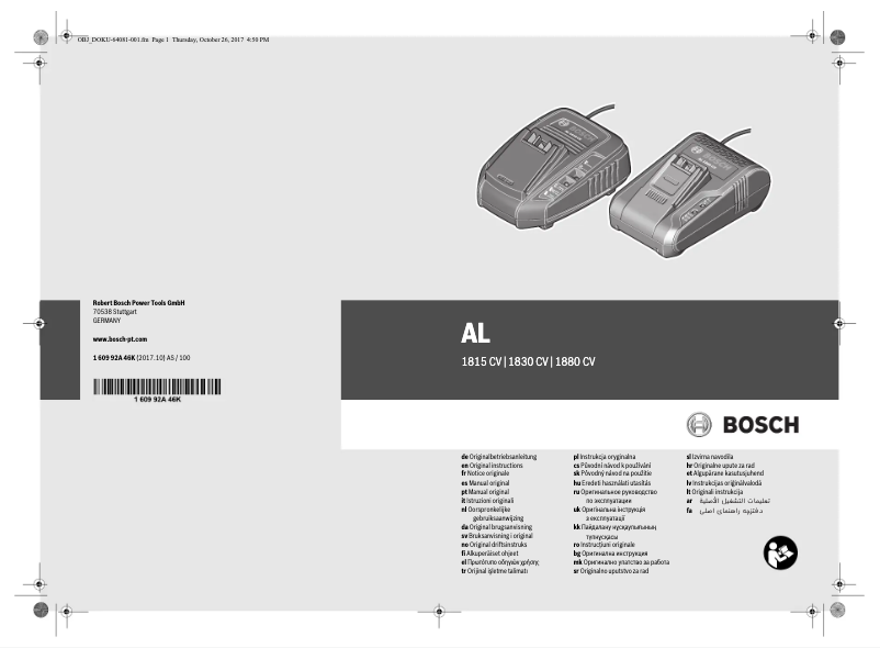Page 1 de la notice Manuel utilisateur Bosch AL 1880 CV