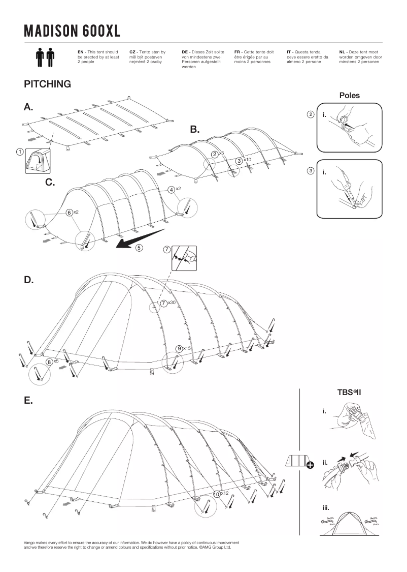 Page n°1 - Manuel utilisateur Vango Madison 600XL