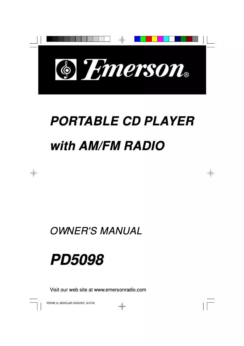 Page n°1 - Manuel utilisateur Emerson PD5098