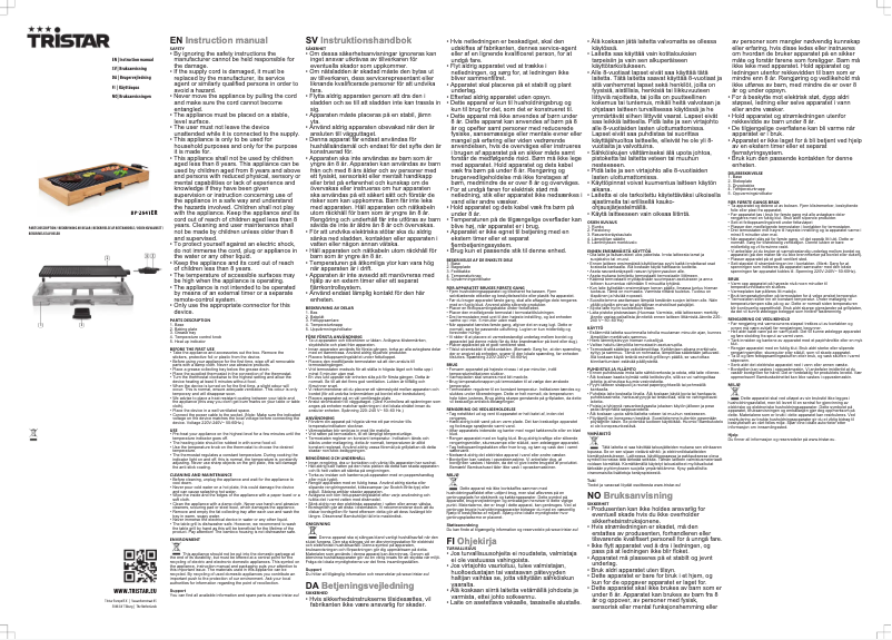 Page 1 de la notice Manuel utilisateur TriStar BP-2641ER