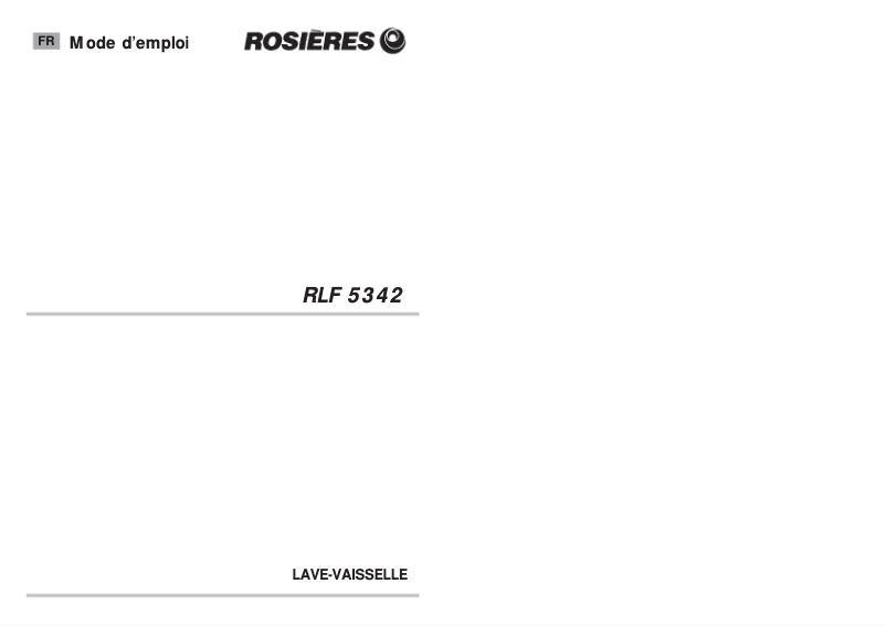 Page 1 de la notice Manuel utilisateur Rosieres RLF 5342