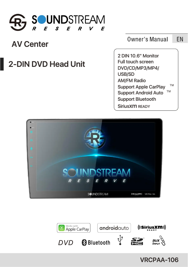 Page n°1 - Manuel utilisateur Soundstream Reserve VRCPAA-106F