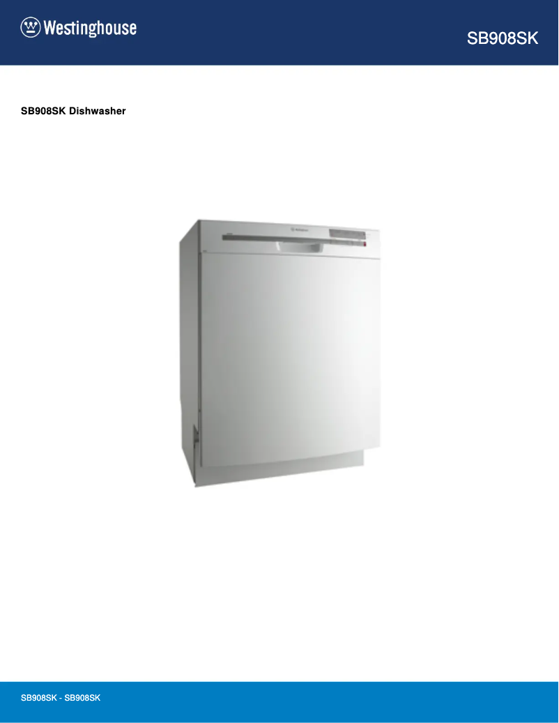 Page 1 de la notice Fiche technique Westinghouse SB908SK