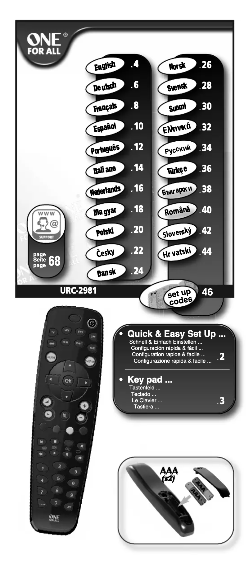 Page 1 de la notice Manuel utilisateur One for all URC 2981 OFA 8