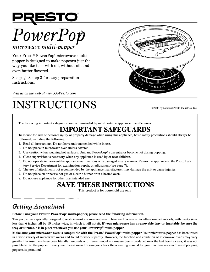 Image de la première page du manuel de l'appareil PowerPop