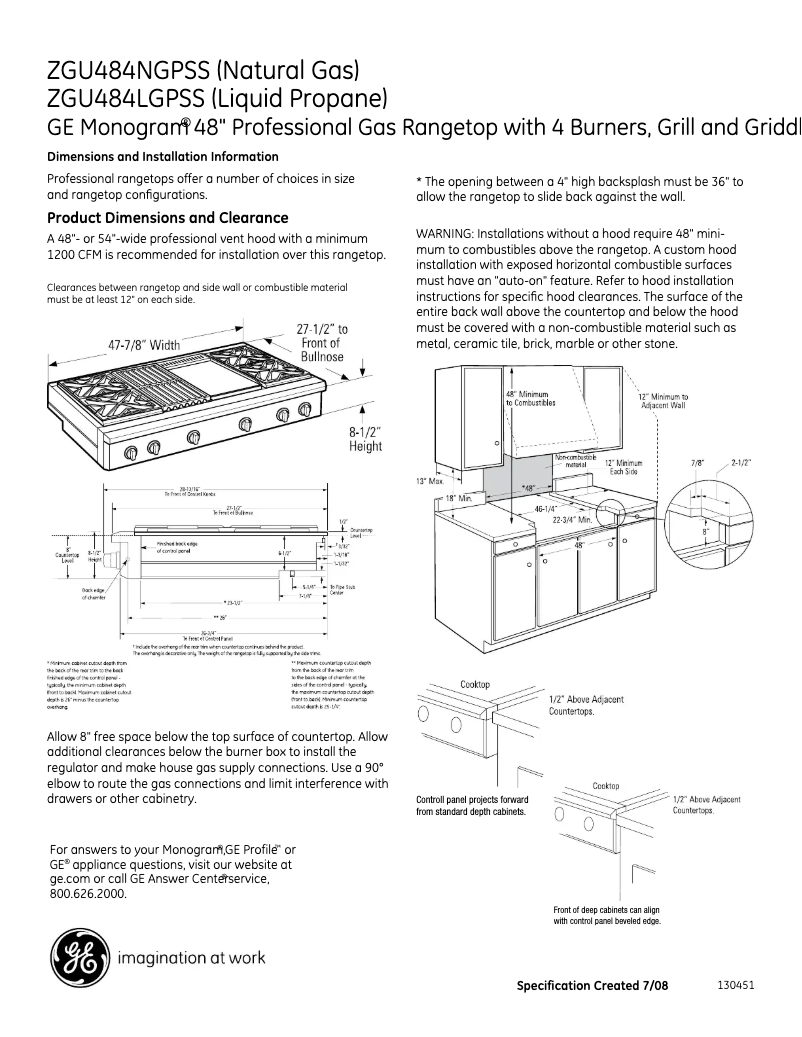 Image de la première page du manuel de l'appareil ZGU484LGPSS