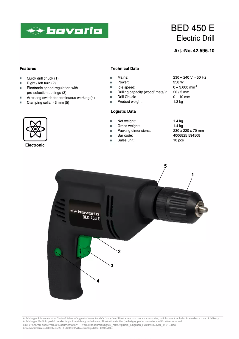 Image de la première page du manuel de l'appareil BED 450 E
