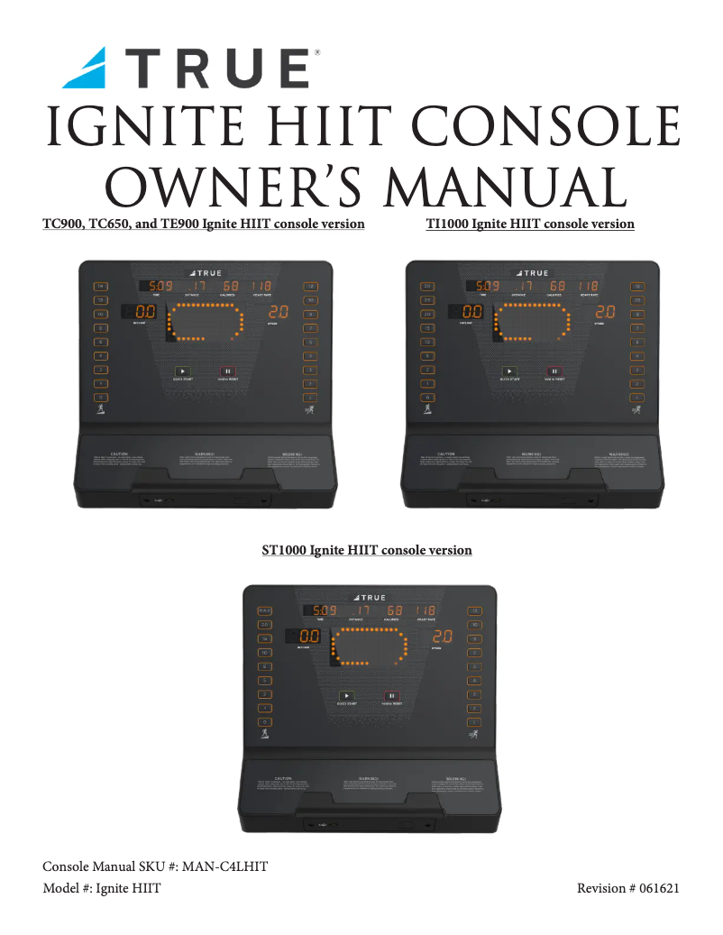 Page n°1 - Manuel utilisateur True Ignite HIIT