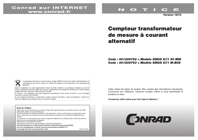 Image de la première page du manuel de l'appareil SINUS 5/1 S0
